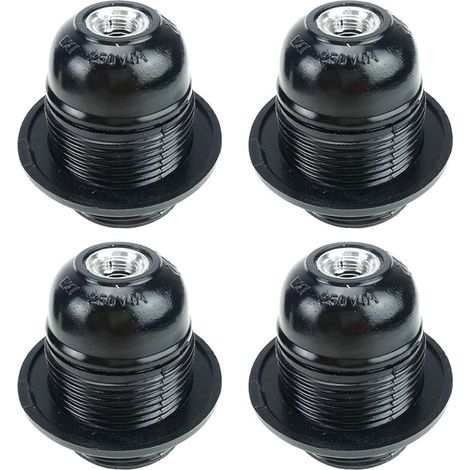 Portalámparas E27 de baquelita autoblocante de 4 piezas con tornillo de cabeza de aluminio dentado completo, portalámparas de baquelita (1/3)