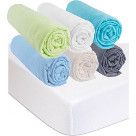 Drap housse 60x120 OCÉAN (Lot de 6) + 2 Protèges-matelas