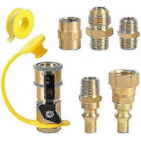 Adaptateur de raccordement rapide pour propane de VR, raccord fileté mâle 1/4" NPT vers raccord rapide mâle 3/8" à débit maximal (1/5)