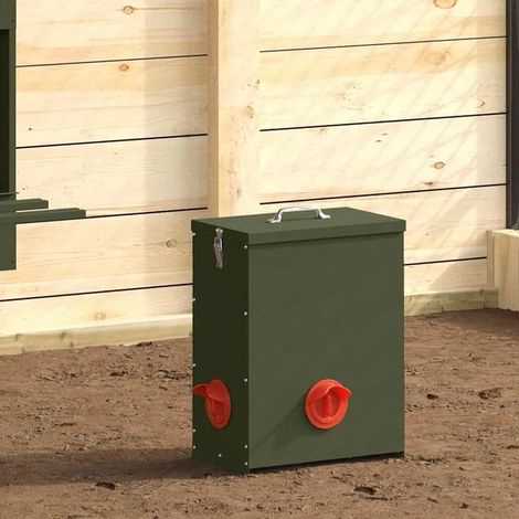 Mangeoire pour poules, vert olive, 32,5 x 20,5 x 43 cm
