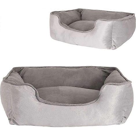 Hundekorb 2-in-1 Hundebett mit Wendekissen, (S) 60x50 cm Grau (1/4)