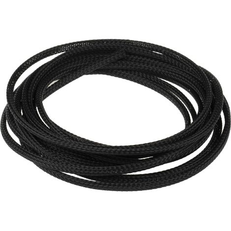 Gaine Tressée 5mm RS PRO, Noir en PET, 5m ( Prix pour sachet de 5 Mètres )