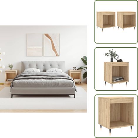 Comodino con piano - vidaXL Comodini 2pz Rovere Sonoma 40x35x50 cm in Legno Multistrato - Comodino con scomparto