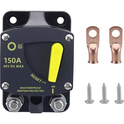 Ortviai Disjoncteur marin 150 A 12-48 V avec réinitialisation manuelle et protection étanche pour bateaux, camping-cars et véhicules