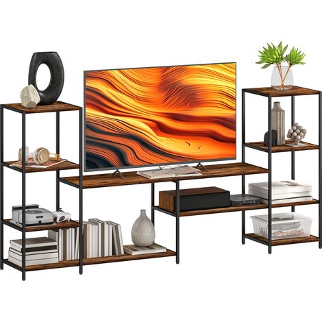 TV Unit for TVs up to 55 Inches, Industrial TV Stand with Storage Shelves, Entertainment Centre for Living Room, Bedroom