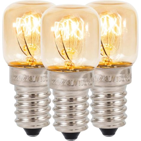 LYERCW - (Lot de 3) Ampoule pour lampe à sel Ampoule pour four Ampoule pour réfrigérateur Petite ampoule à vis E14 15W 300°C Ampoules incandescentes à intensité variable Ampoule pygmée pour lampe à (1/4)