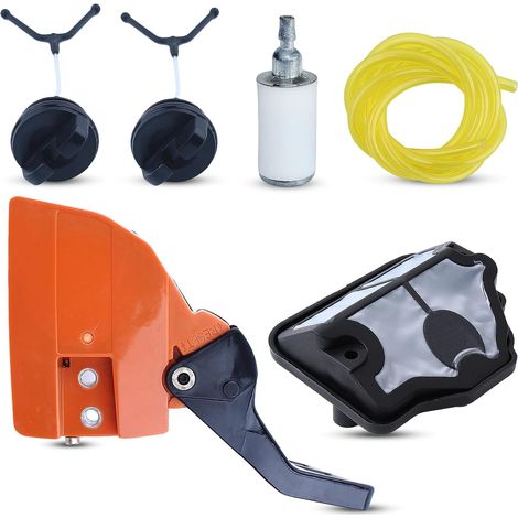 Kit de couvercle latéral d'embrayage de pignon avec poignée de frein de chaîne pour tronçonneuse Husqvarna 142 141 137 136 530054802, 544097901 (1/5)