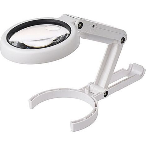 Lampe loupe de bureau pliable avec loupe intégrée - Grossissement 5x/11x - 8 LED - Alimentation USB/piles (1/4)