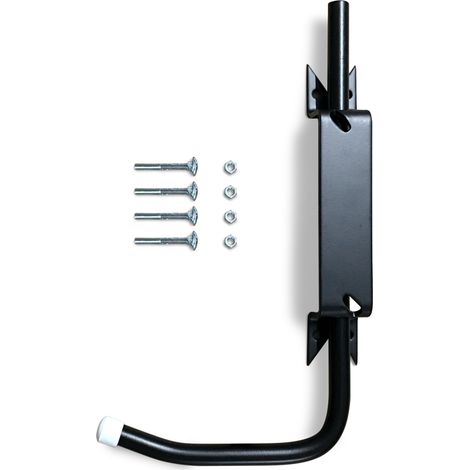 Bloque volet noir gauche standard pour volet bois – Acier massif ∅ 14 mm – Installation sans scellement – Vue de gauche intérieure (1/4)