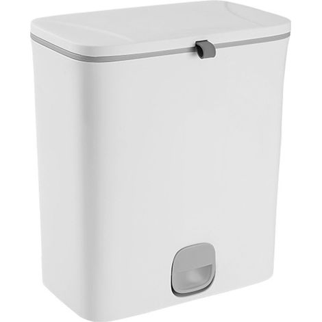 Poubelle suspendue 10L avec couvercle coulissant, fixation murale pour cuisine ou salle de bain, en PP robuste et inodore, gain de place idéal sous l'évier (1/5)