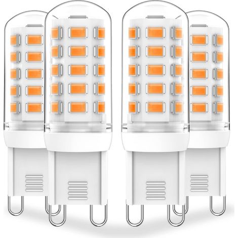 G9 ampoules LED Dimmable 3W (T4 30W 25W 20W équivalent ampoule à halogène), chaud blanc 3000K, 120V, 350LM bi épingle ou lustre mural lampes de plafond pendentives, pas clignotant 4-Pack