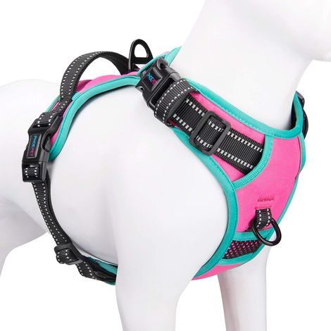 Harnais pour Chien Anti-Traction amélioré, Gilet réfléchissant réglable, avec Une poignée de Dressage + 2 Crochets pour Laisse en métal + 3 Boucles à Pression + 4 Boucles coulissantes (L, (1/5)