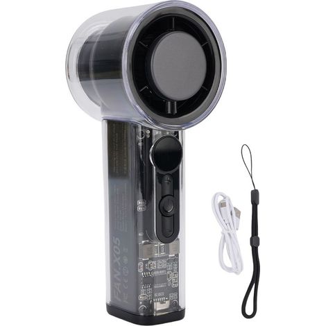Ventilateur portable mains libres, 100 vitesses réglables, silencieux, avec technologie de refroidissement par glace et semi-conducteur, couleur noir (1/5)