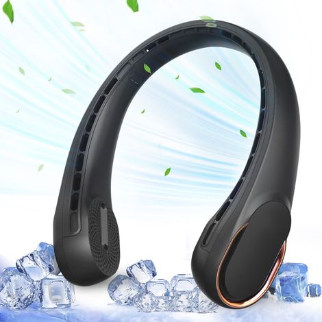 Ventilateur de cou portable 4000 mAh, ventilation puissante, refroidissement à 360°, sans nœuds - Cadeau idéal pour papa, père et femme (1/5)