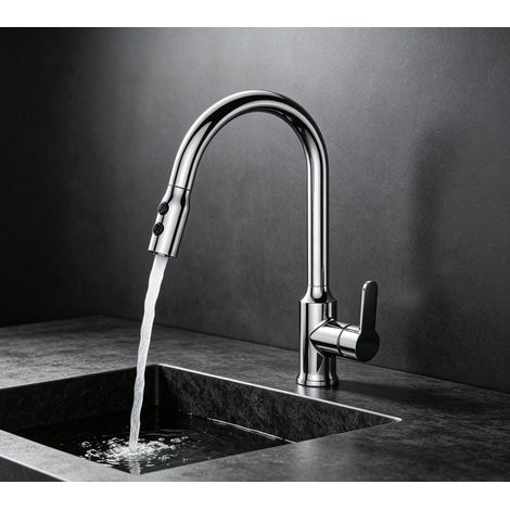 DUSCHPARADIES Küchenarmatur Mit Ausziehbarer Brause 360°Zink-Kupfer KTW-geprüft 2 Strahlarten Wasserhahn Spültischarmatur