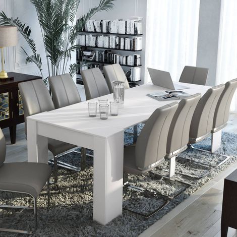 Dmora - Consola extensible Maclodio, transformable en mesa de comedor, ahorra espacio y extensible hasta 237 cm, 90-237x76,6x90 cm, Efecto madera blanca (1/4)