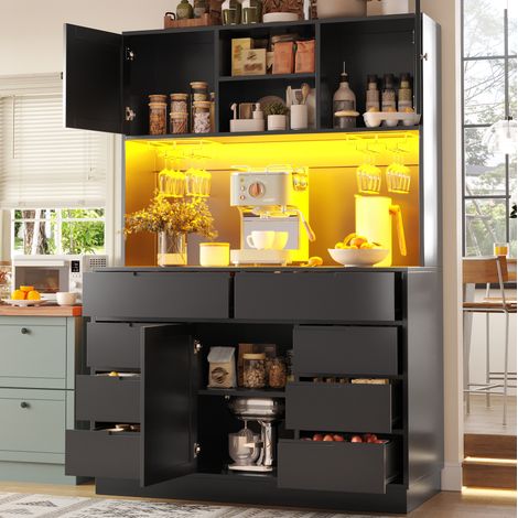 Mobile cucina con LED e 8 cassetti MDF 120x40x183,5 OKMYHOME (1/5)