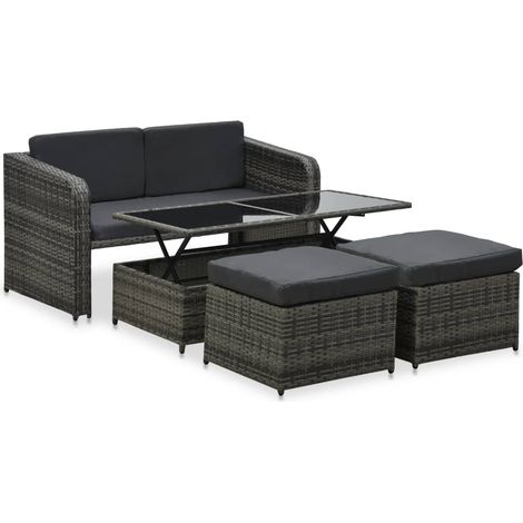 Maison Exclusive - Set Divani da Giardino 4 pz con Cuscini in Polyrattan Antracite (1/5)
