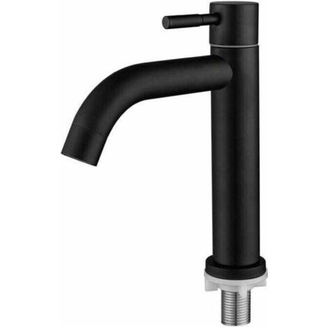 Waschbeckenarmatur fürs Badezimmer, Einloch-Waschtischarmatur aus Edelstahl, elegantes Retro-Design, Mattschwarz, Mattschwarz für Badezimmer, Toilette