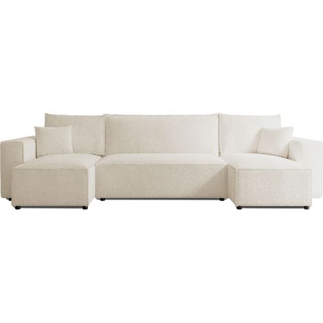 Selsey Scarlo - Wohnlandschaft mit Schlaffunktion, Stauraum und Bouclé-Bezug, creme (1/5)