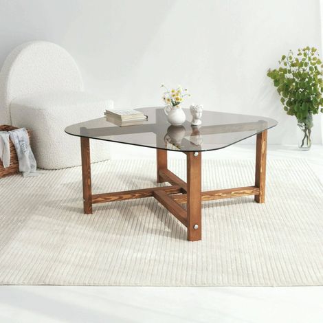 Dmora - Wohnzimmertisch Cepheus, Niedriger Wohnzimmertisch, Kaffeeregal, Couchtisch für Sofa, 80x80h40 cm, Eiche, mit verstärkter Verpackung (1/5)