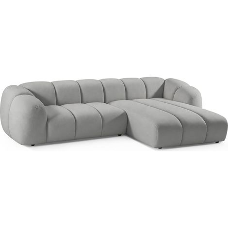Selsey Millma - Canapé d'angle - 300 cm - velours Gris clair (1/5)