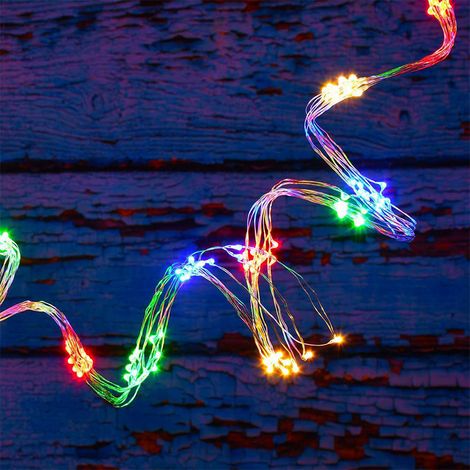 (5 bâtonnets colorés de 2 m) Guirlande lumineuse RGB pour sapin de Noël, avec minuterie à piles et effet cascade. (1/5)