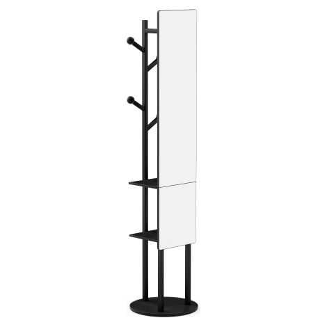 Armoire avec miroir en pied et rangements, portant multifonction pivotant à 360°, miroir en pied pour chambre à coucher, armoire avec crochets.