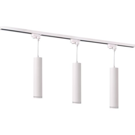 Kit rail plafond blanc 3 suspensions GU10 1m PARIS Polux (1/5)