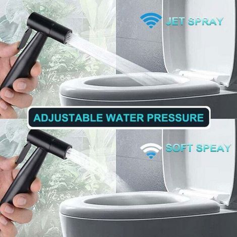 Kit douchette WC - - Robinet 3 voies - Pulvérisateur de bidet à main - Eau chaude et froide - Acier inoxydable 304 (1/4)