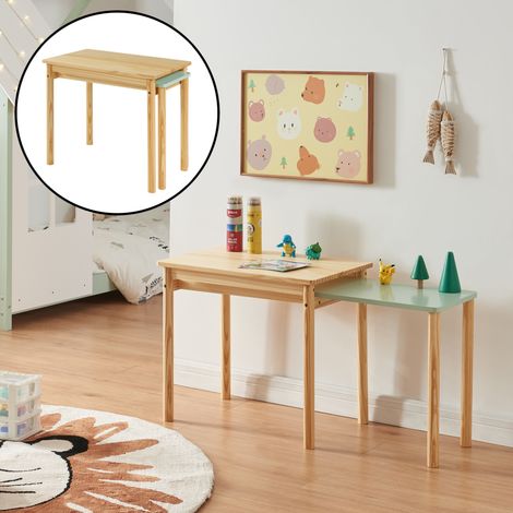 Kindertisch Skellefteå 60x38x52 cm Natur/Mintgrün [en.casa]