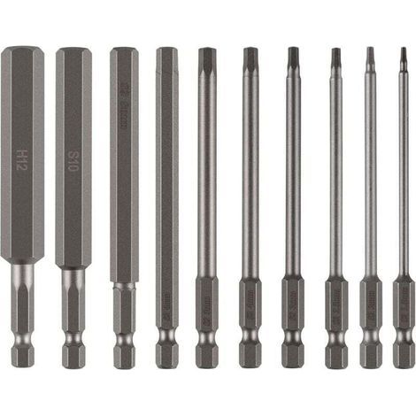10pcs Wide Allen Bit 100mm 1.5-12mm Hex, S2 Steel 6-Point Screwdriver Bit, 1/4" Hex Bit (1/4)