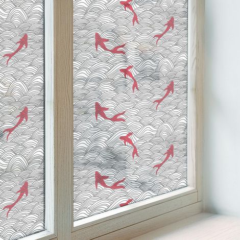 Klebefolie 50x100 cm Milchglas Blickdicht Folie für Badezimmer Schlafzimmer Dekorfolie PVC Dekorativ Selbstklebend Sichtschutz Fenster Wellenmuster