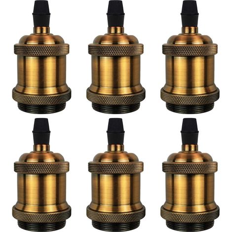 STOEX Vintage Lampenfassung Aluminium E27 Sockel für DIY Wandleuchte Tisch Deckenleuchte (6PC Antikbronze)