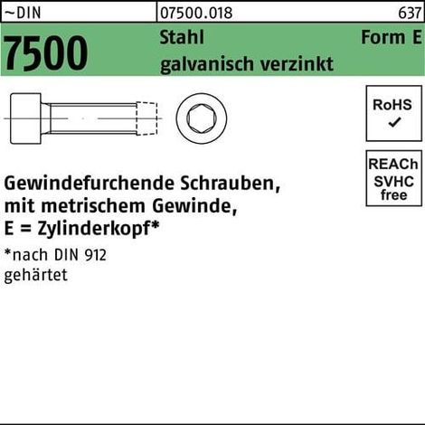 Vis à tête fraisée DIN 7500 ZYLKO Innen-6kt E M6x10 Sta galv.verz. 1000p.