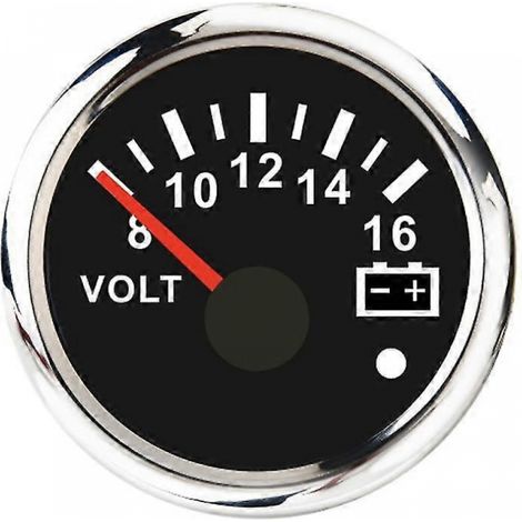 52-mm-Voltmeter, 8–16-Volt-Spannungsmesser für Schiffs- und Yachtanwendungen, Schwarz (1/2)