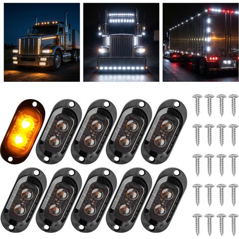 10x Feux de Gabarit à LED 12V-24V, Feu de Gabarit Remorque pour Camion Bus Caravane Utilitaire Robuste (1/5)