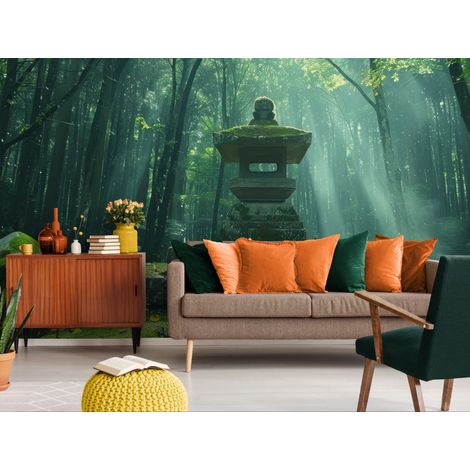 papier peint forêt – temple japonais mystique - 150 x 250 cm (1/2)