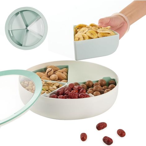 Creative Snack Plat de service avec couvercle, Vert, approx 11.2″ diameter 3.1″ height (1/5)