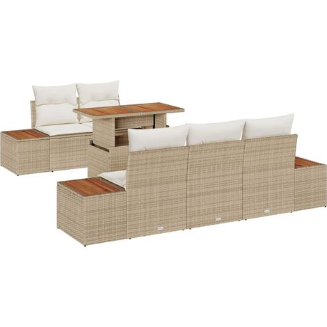 Maison Exclusive - Conjunto de sofás de jardín 6 uds. Beige y Cre (1/5)