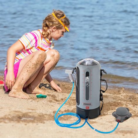 Sac de douche de camping extérieur, douche de pression de camping portable, polyvalent, tuyau amovible, grande capacité 12l