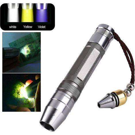 365nm lampe de poche LED torche blanc jaune lumière Uv pour bijoux en Jade gemme ambre Testsilver1 pièces (1/2)