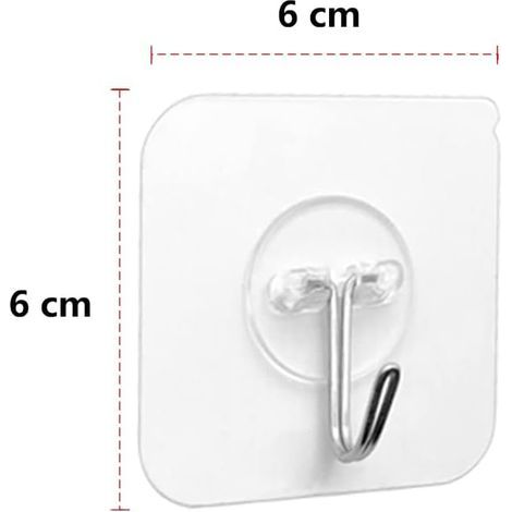 12 Klebehaken, transparent, 5 kg, PVC, Edelstahl, Badezimmer, Küche, Wandmontage (1/5)