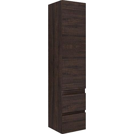 Colonne série MBO 1 porte 2 tiroirs, chene foncé décor butée gauche, 350x1625x370mm (1/2)