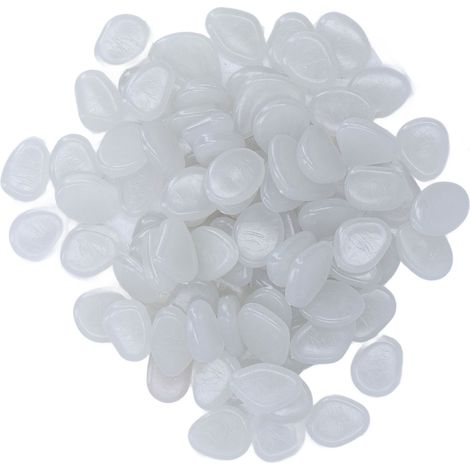 Piedras luminosas para exteriores, guijarros fluorescentes de colores para senderos y caminos oscuros del jardín, 100 guijarros blancos por bolsa.