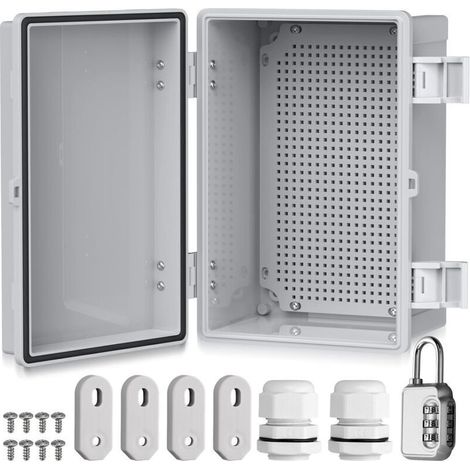 Boîte de distribution étanche IP67, boîte de jonction étanche en plastique ABS - Boîtier extérieur - Boîte électrique avec accessoires de montage - 30 x 20 x 16 cm - Armoire électrique grise (1/5)