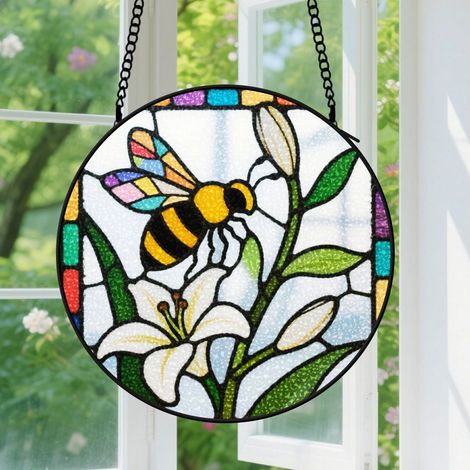 Suspension en vitrail - Attrape-soleil coloré artistique élégant, décoration intérieure unique, cadeau Fête des Pères pour homme, femme, papa 9cm (1/5)