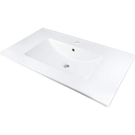 Lavabo in ceramica ad incasso con basetta per rubinetteria bianco 47 x 81,5 cm - Rober
