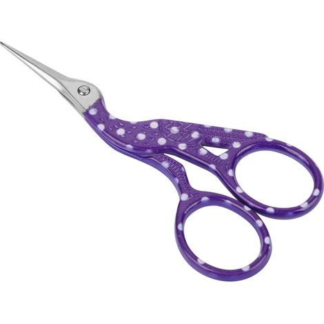 Mini ciseaux de couture colorés en acier au carbone, en forme de grue, pour broderie (pointes blanches et violettes) (1/5)