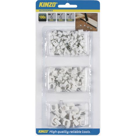 clips de cable kinzo set 100 piezas plástico 6 mm 8 mm 10 mm